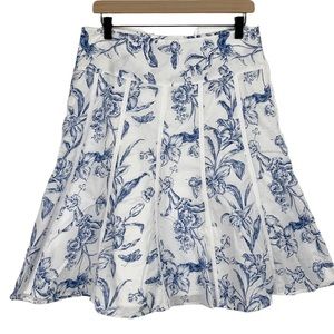 Apt 9 Floral Cotton Aline Pleated Blue Mini Skirt 12